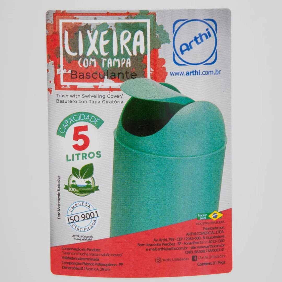 Mais organização e higiene com a Lixeira com Tampa 5L Arthi - Imagem 6