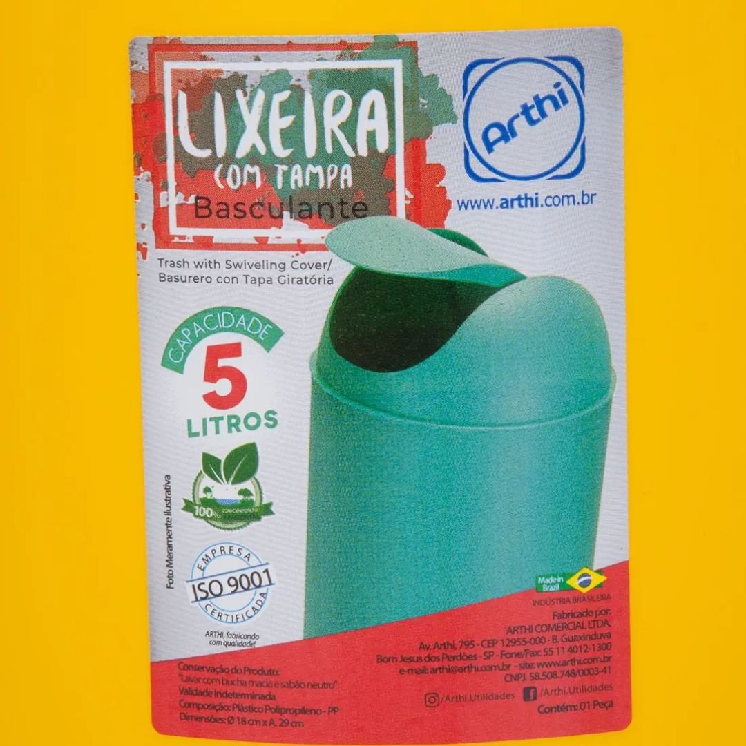Lixeira com Tampa 5L Arthi: Organização e higiene no dia a dia - Imagem 6