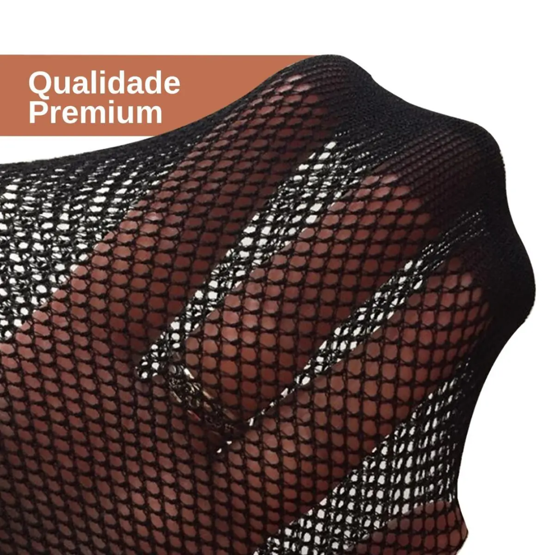 Lingerie Macacão Arrastão Noiva Sensual Com Alças Sexy - Imagem 7