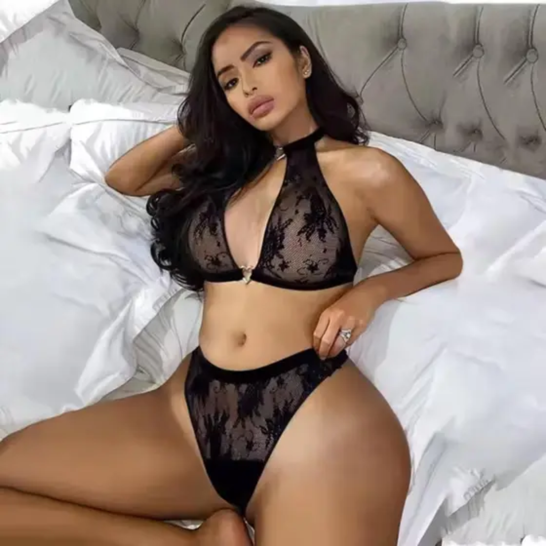 Conjunto Lingerie Sensual em Renda com Sutiã e Calcinha Master