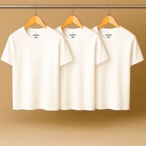 Kit com 3 Camisetas Masculinas Brancas Sandrini em Algodão Confortável