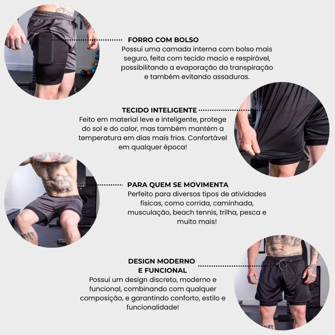 Kit 2 Shorts Masculino Academia com Segunda Pele - Imagem 3
