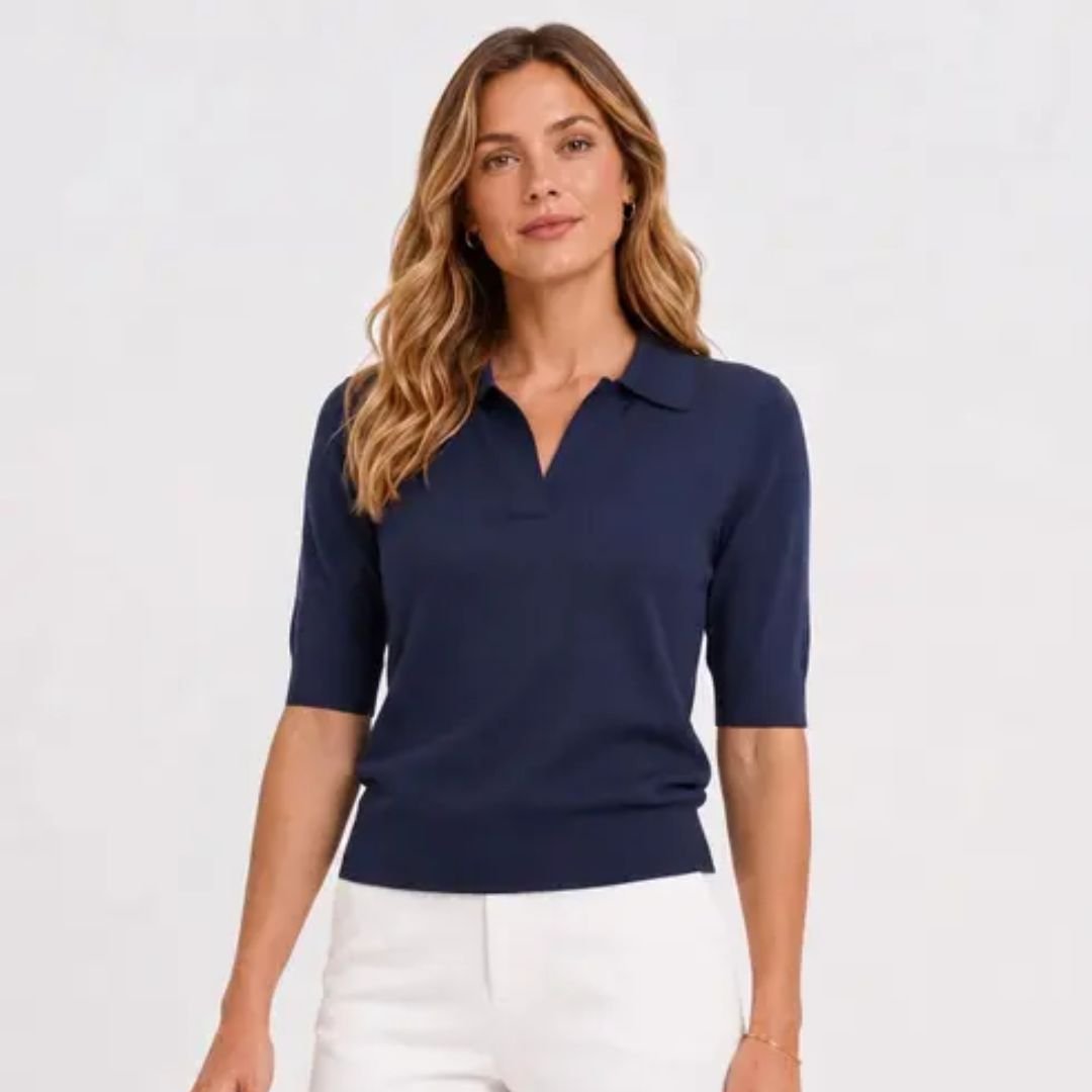 Blusa Polo Feminina Tricot Select Azul: Elegância e Conforto Diário - Imagem 2