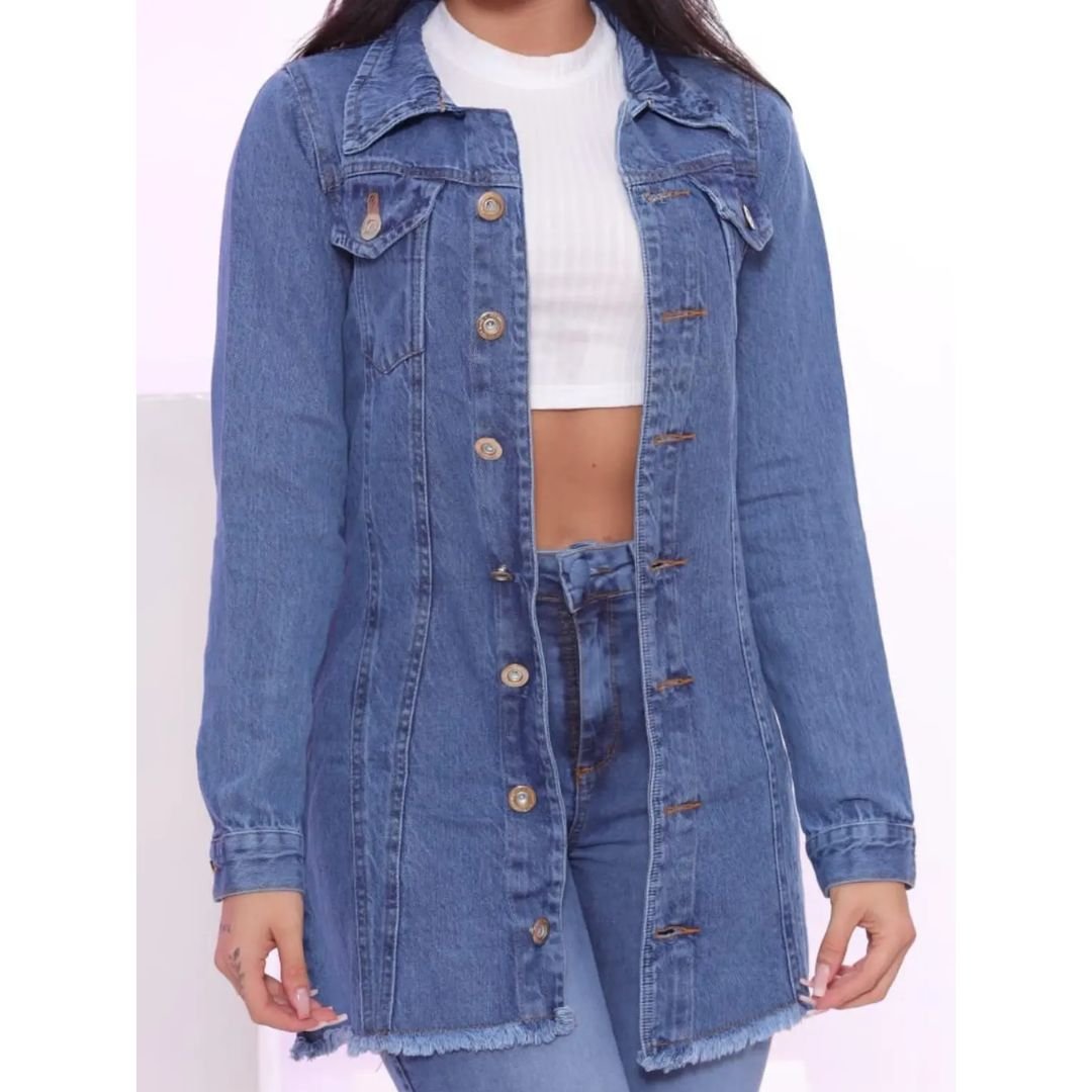 Jaqueta Parka Jeans Longa: Elegância e Conforto em Qualquer Estação - Imagem 3