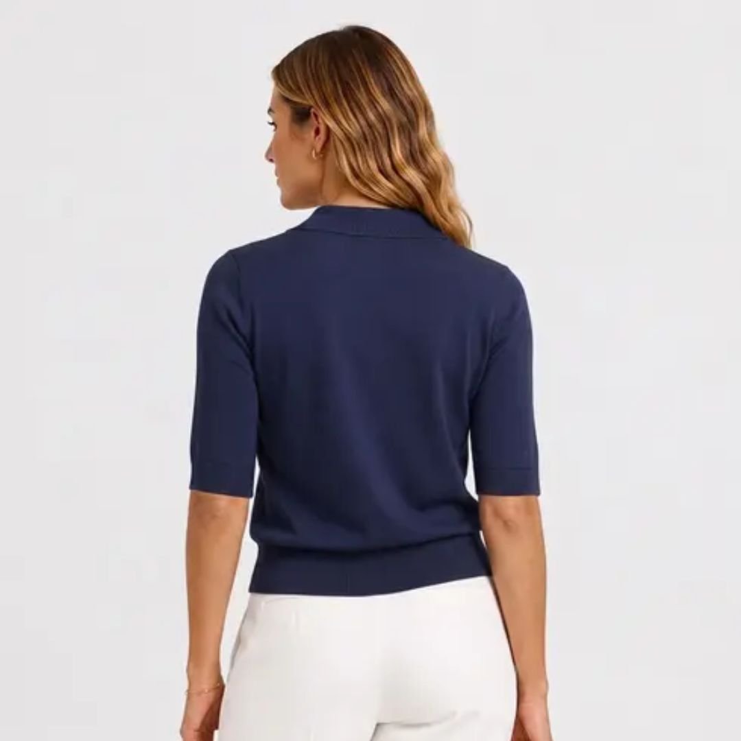 Blusa Polo Feminina Tricot Select Azul: Elegância e Conforto Diário - Imagem 3