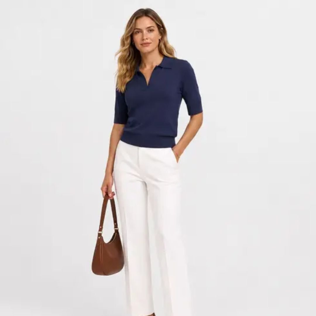 Blusa Polo Feminina Tricot Select Azul: Elegância e Conforto Diário - Imagem 4