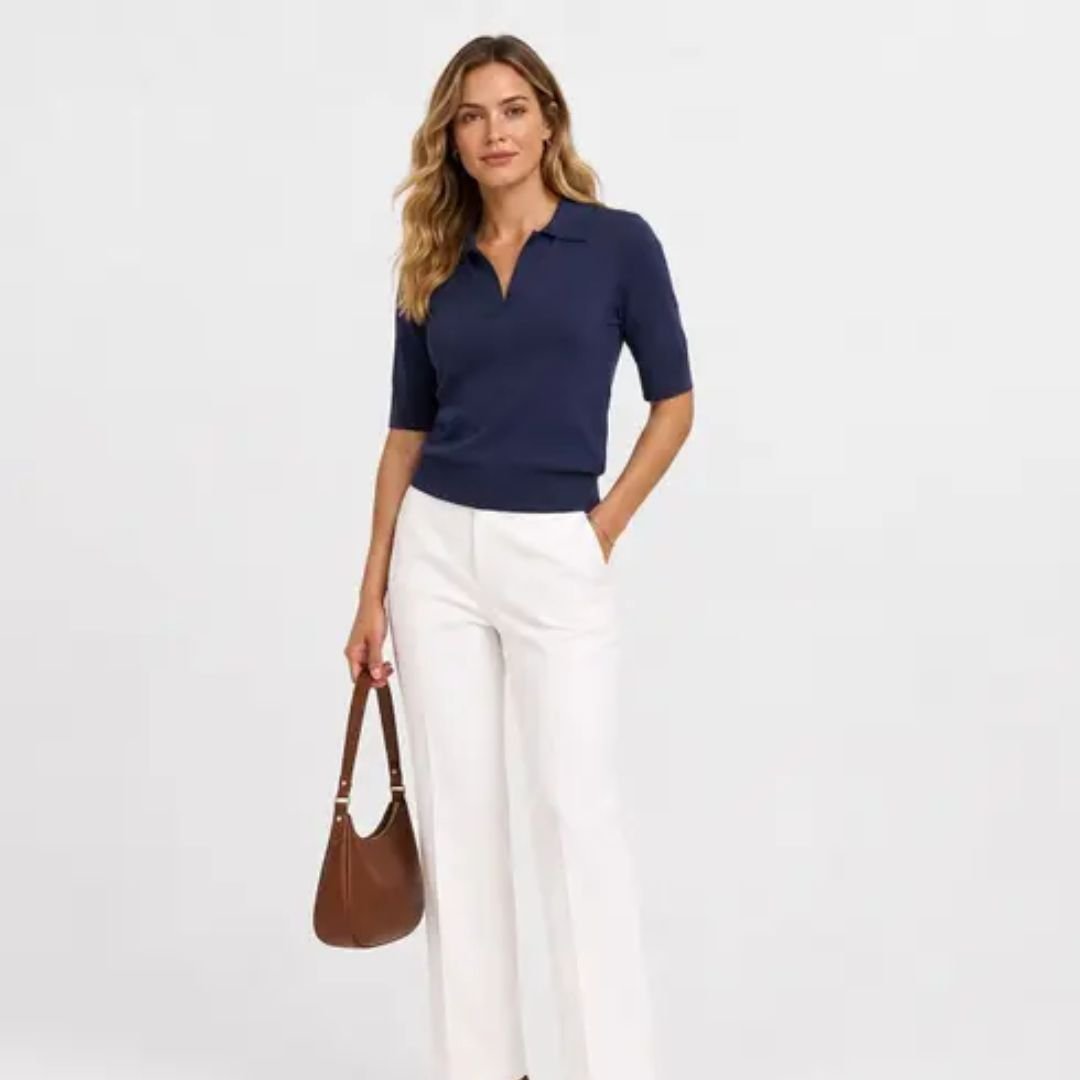 Blusa Polo Feminina Tricot Select Azul: Elegância e Conforto Diário - Imagem 4